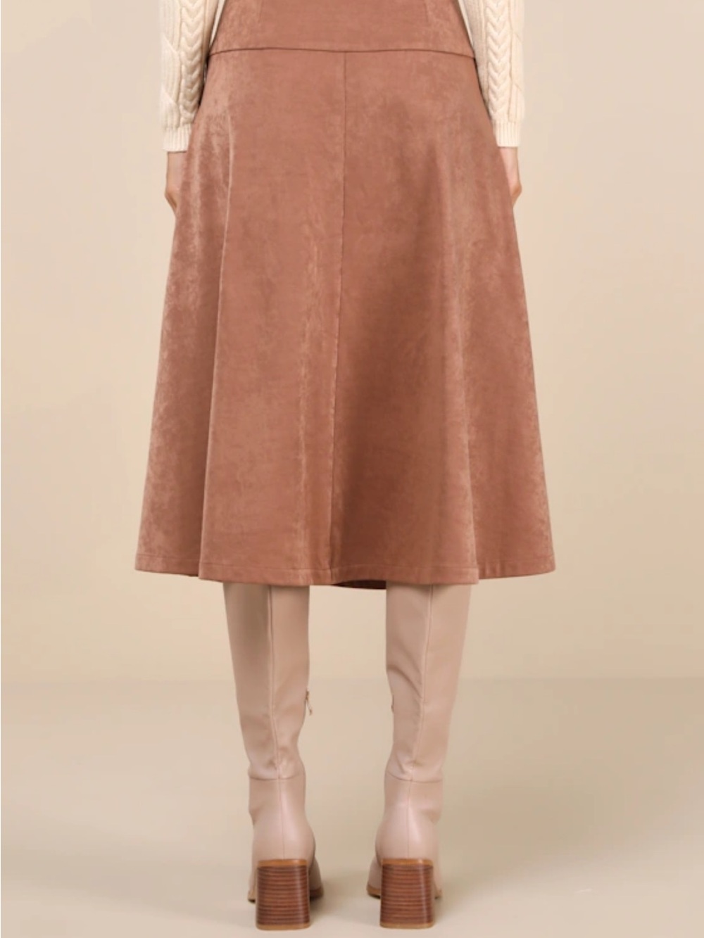 Lulu's Taupe Midi Skirt - Picture 3 of 3